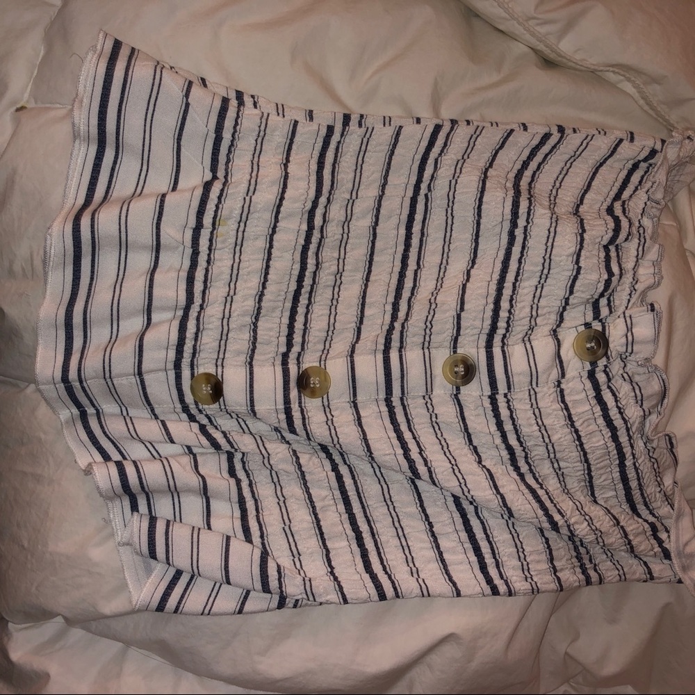 blue and white striped tube top